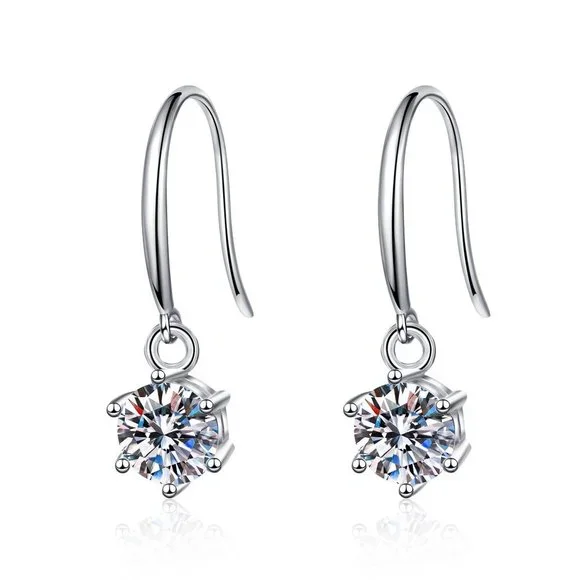 Certified 2ct. t.w. Diamond Moissanite Drop Earrings NEW